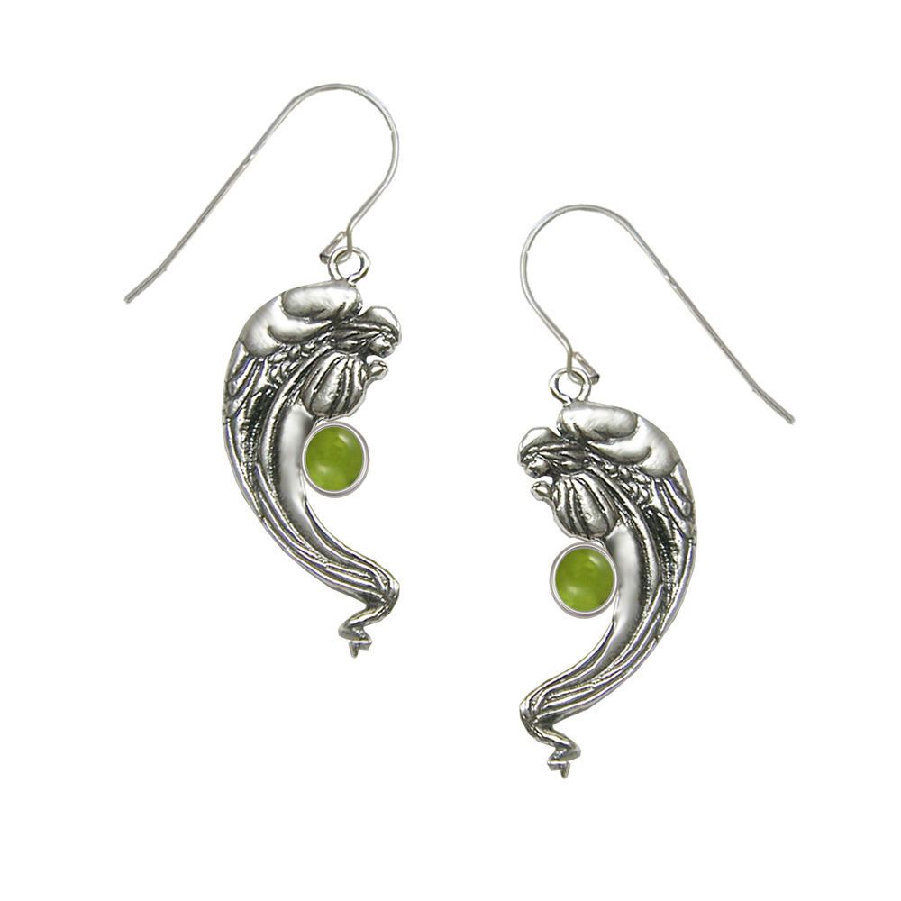 Sterling Silver Angel Of Love Drop Dangle Earrings With Peridot